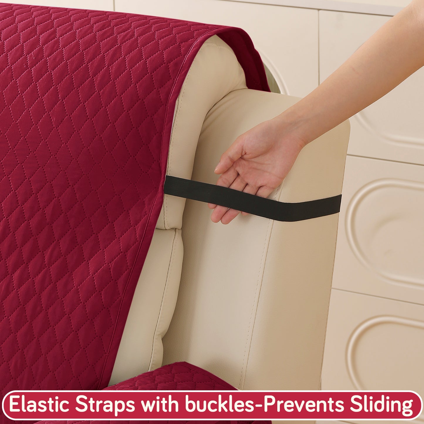 Quilted Recliner Mats for 1 Seater Recliner Sofa, Maroon