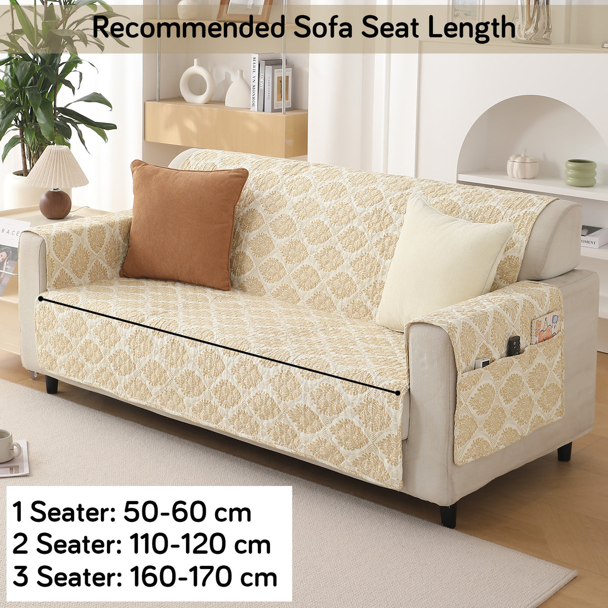 Ogee Ivory Printed quilted elegant sofa covers