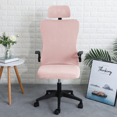 Stretchable Jacquard Office Boss Chair Seat Cover with Headrest Cover for Computer Desk Chair, Pink