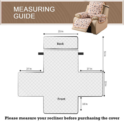 Quilted Cover for Recliner Sofa with SecureFit Belt & Side Pocket, Light Peach Candytuft