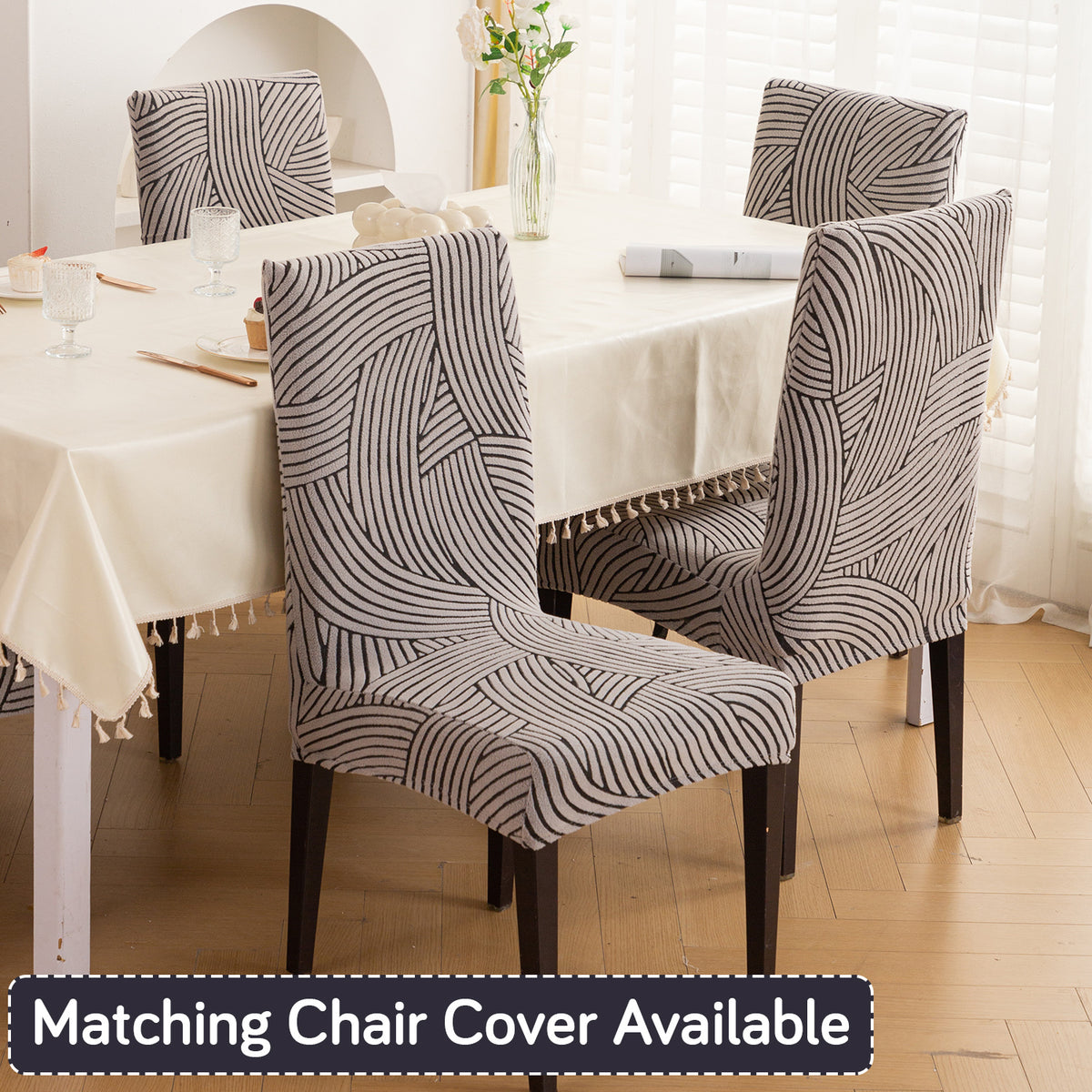 Buy ash grey colour waveline series jacquard chair cover | HOKIPO