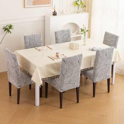 WaveLine Series 180 GSM Jacquard Chair Cover Set of 1/2/4/6, Ash Grey