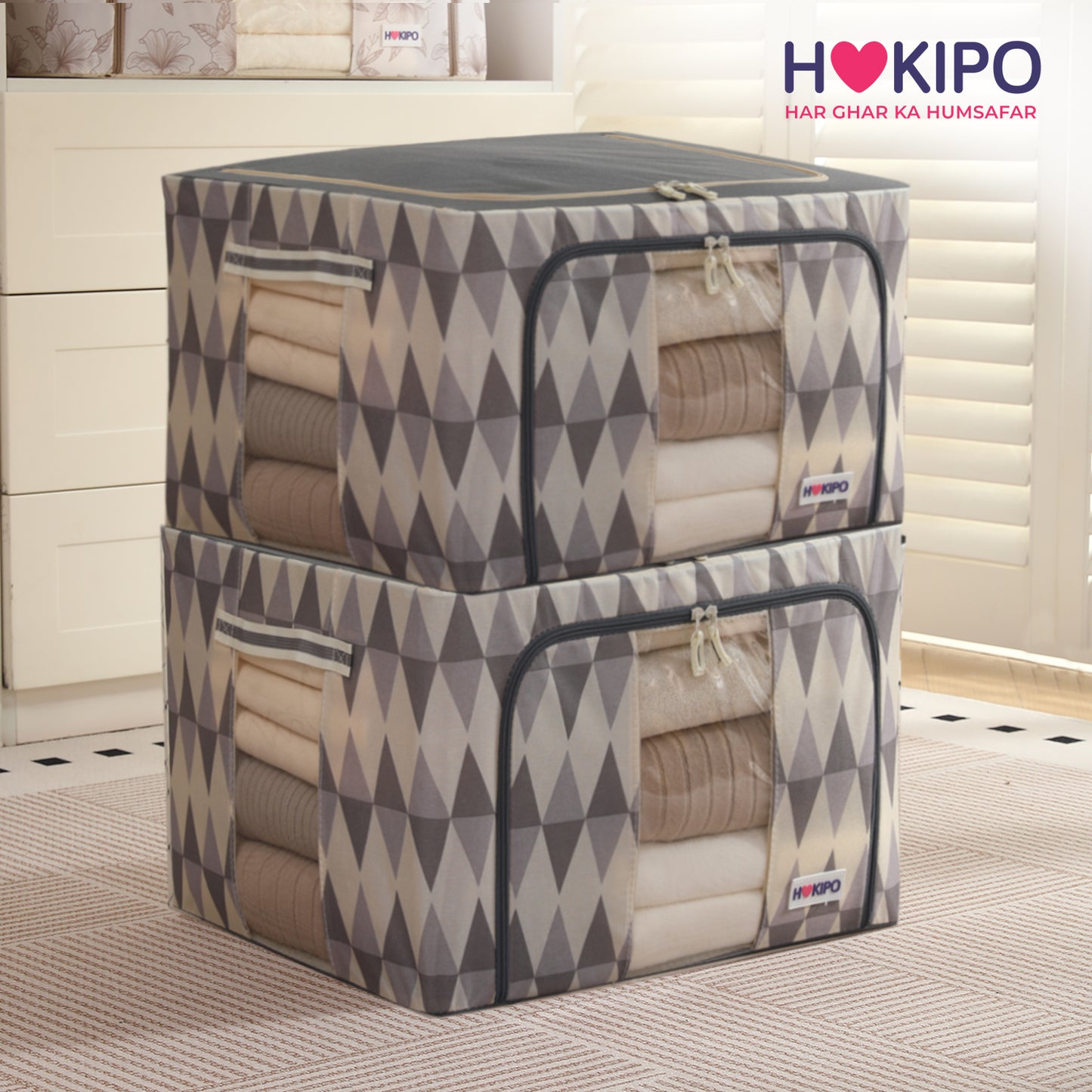 Folding Cloth Storage Box and Organizer for Wardrobe - Ash Mirage