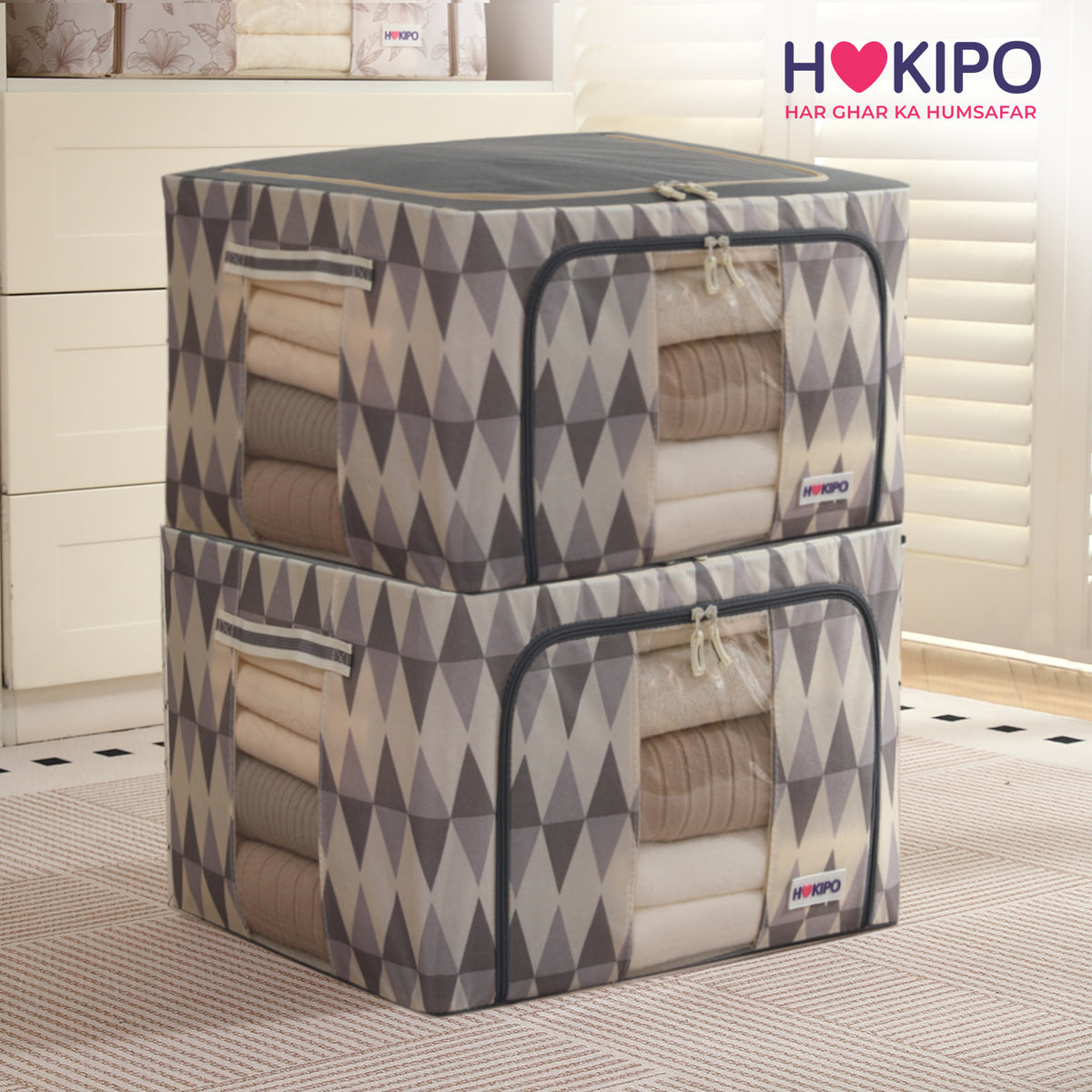 Folding Cloth Storage Box and Organizer for Wardrobe - Ash Mirage