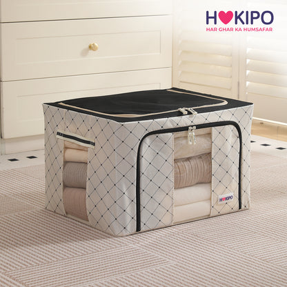 Folding Cloth Storage Box and Organizer for Wardrobe - Ivory Noir