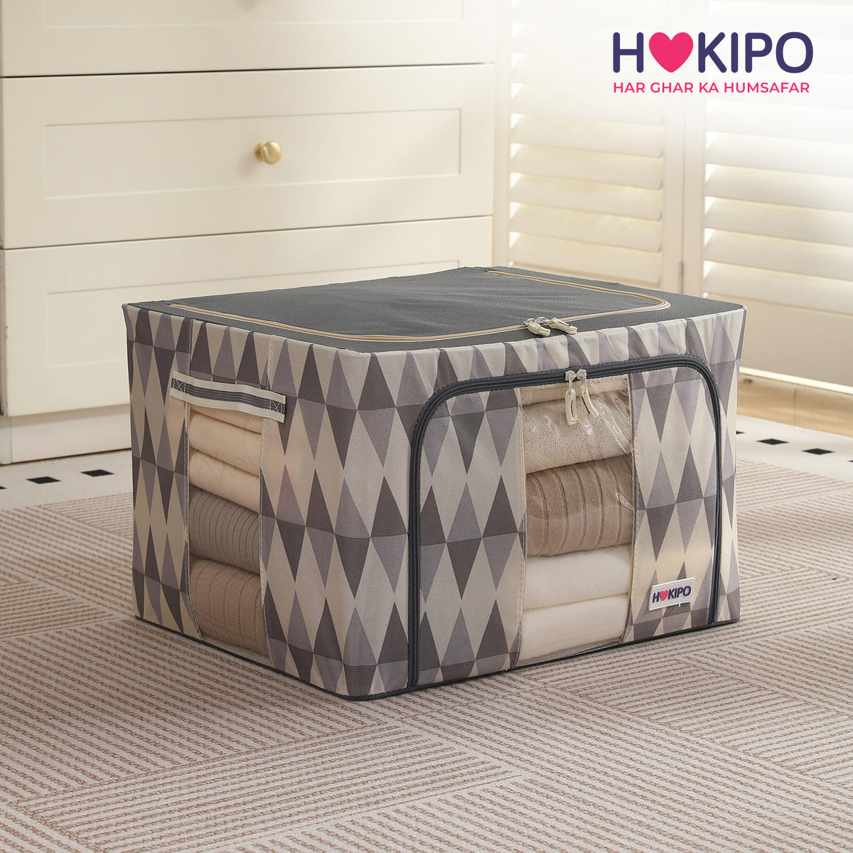 Folding Cloth Storage Box and Organizer for Wardrobe - Ash Mirage