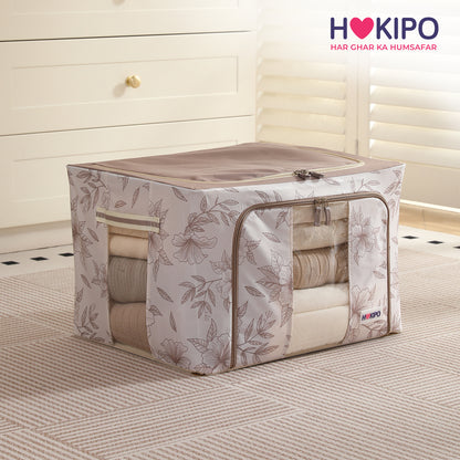 Foldable Cloth Storage Organizer for Wardrobe, Latte Floral