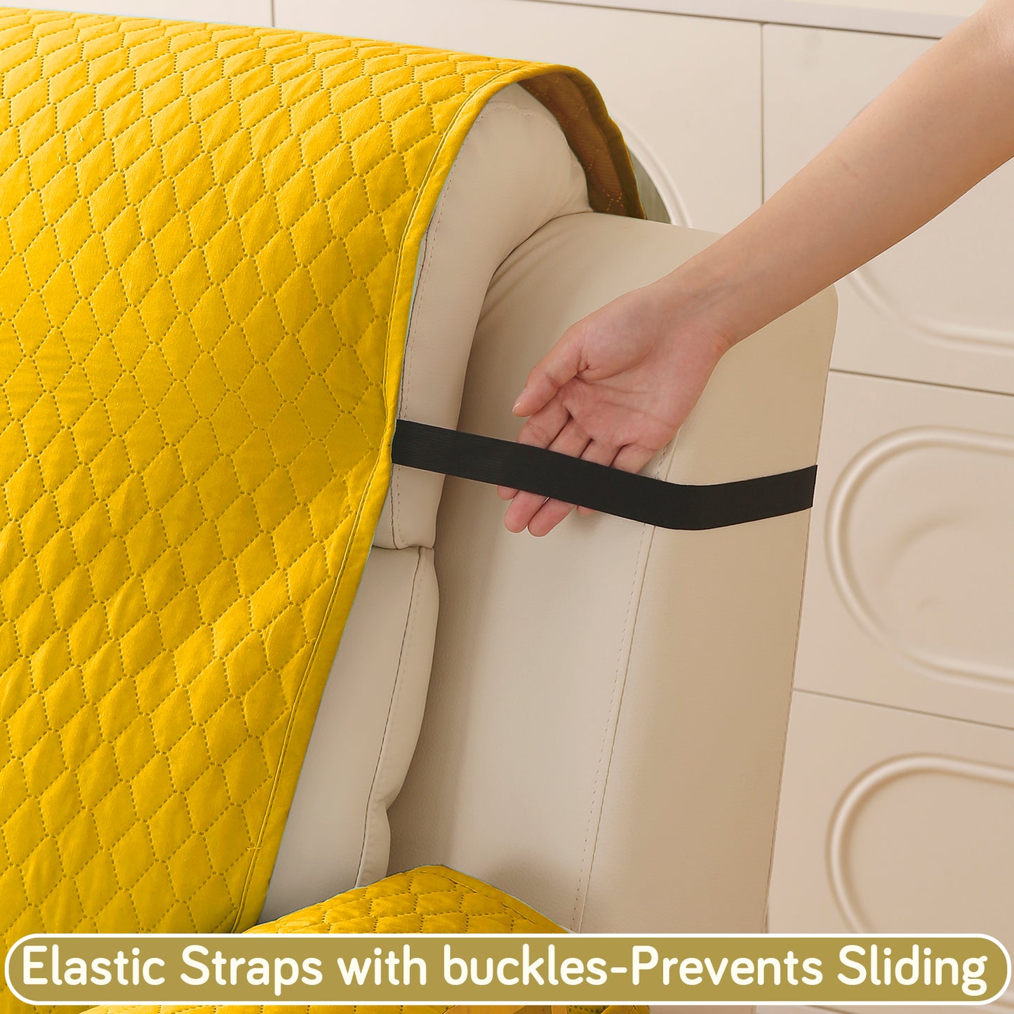 Quilted Recliner Mats for 1 Seater Recliner Sofa, Yellow