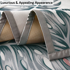 Premium Printed Ice Silk Sofa Mat for 3 Seater and 2 Seater Sofa (L Shape), Castleton Green Tropical Leaves