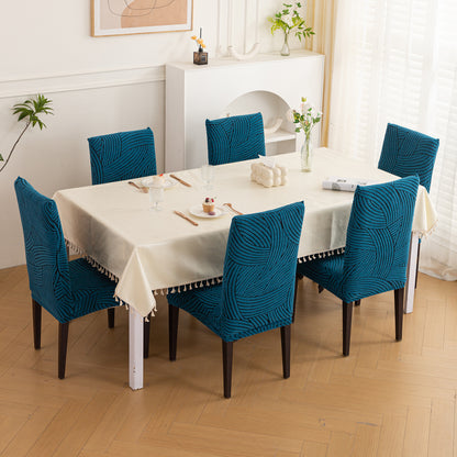 WaveLine Series 180 GSM Jacquard Chair Cover Set of 1/2/4/6, Teal Green
