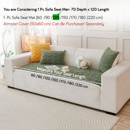 'Italian Caelora' Luxury Jacquard Plush Sofa Cover Mat and Anti-Slip Armrest Covers - Sage Green