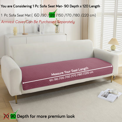 Polyester Quilted Sofa Cover Mats, Mauve Pink