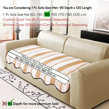 Luxury Wavy Plush Anti-Slip Sofa Cover Mats - Desert Brown