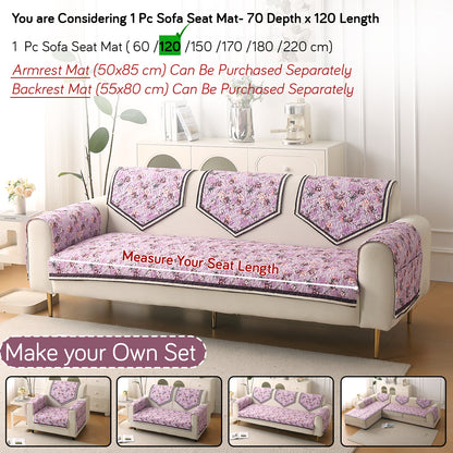 Florentina Series Premium Holland Velvet Sofa Cover Mat - Peony Lavender