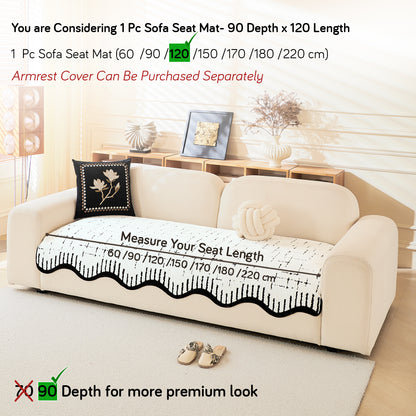 Premium Supple Soft Wavy Sofa Cover Mat, Off White