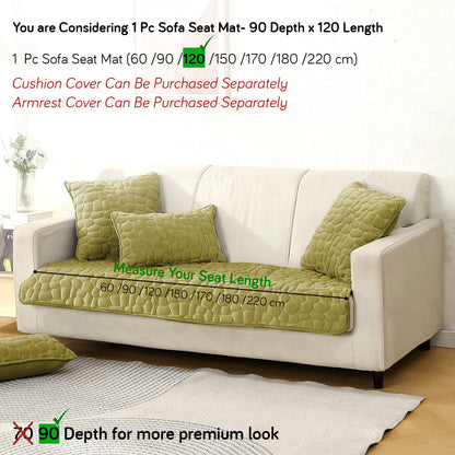 Premium Pebble Milk Velvet Anti Slip Sofa Mats, Pristine Green