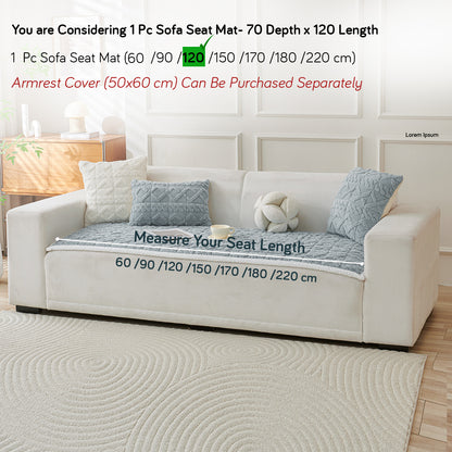 'Italian Caelora' Luxury Jacquard Plush Sofa Cover Mat and Anti-Slip Armrest Covers - Powder Blue