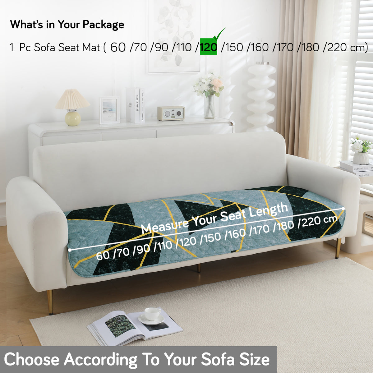Water Repellent + Waterproof Quilted Sofa Mats, Multicolor Abstract Geometry