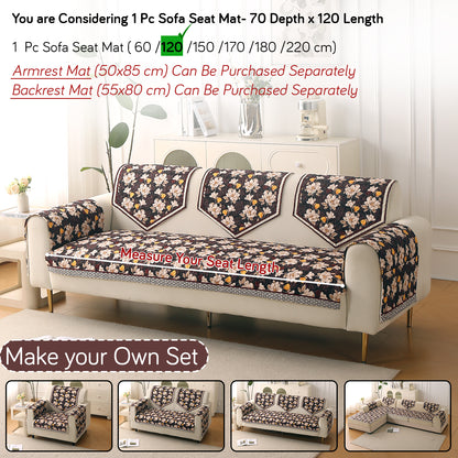 Florentina Series Premium Holland Velvet Sofa Cover Mat - Camellia Brown