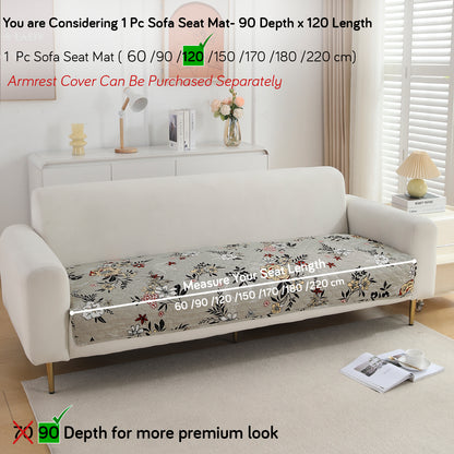 Polyester Printed Quilted Sofa Cover Mats, Floral Ash Grey