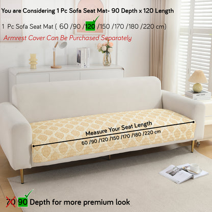 Polyester Printed Quilted Sofa Cover Mats, Ogee Ivory