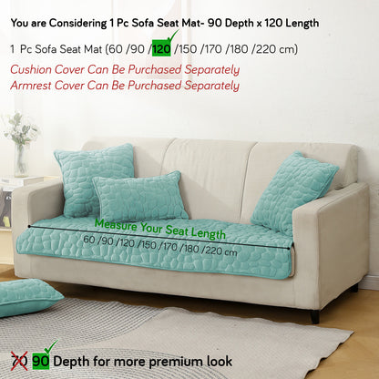 Premium Pebble Milk Velvet Anti Slip Sofa Mats, Fog Blue