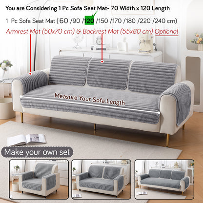 Faux Rabbit Fur Plush Anti-Slip Sofa Mat |Snuggle Fur Grey