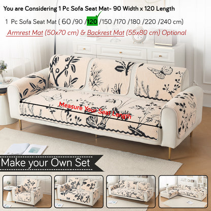 Luxury Plush Sherpa Anti-Slip Sofa Cover Mat, 'Noirea Series'| Butterfly Garden