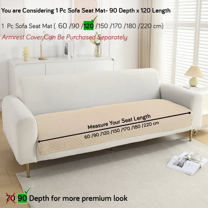 Polyester Quilted Sofa Cover Mats, Beige