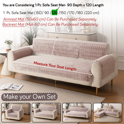 Premium Plush Anti Slip Sofa Cover Mat, Beige