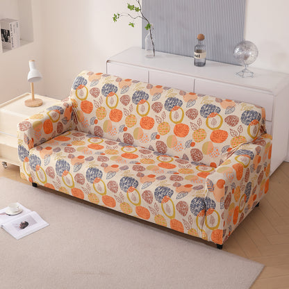 Premium Printed Velvet Sofa Cover 1/2/3 Seaters Fully Covered, Coral Autumn Leaves