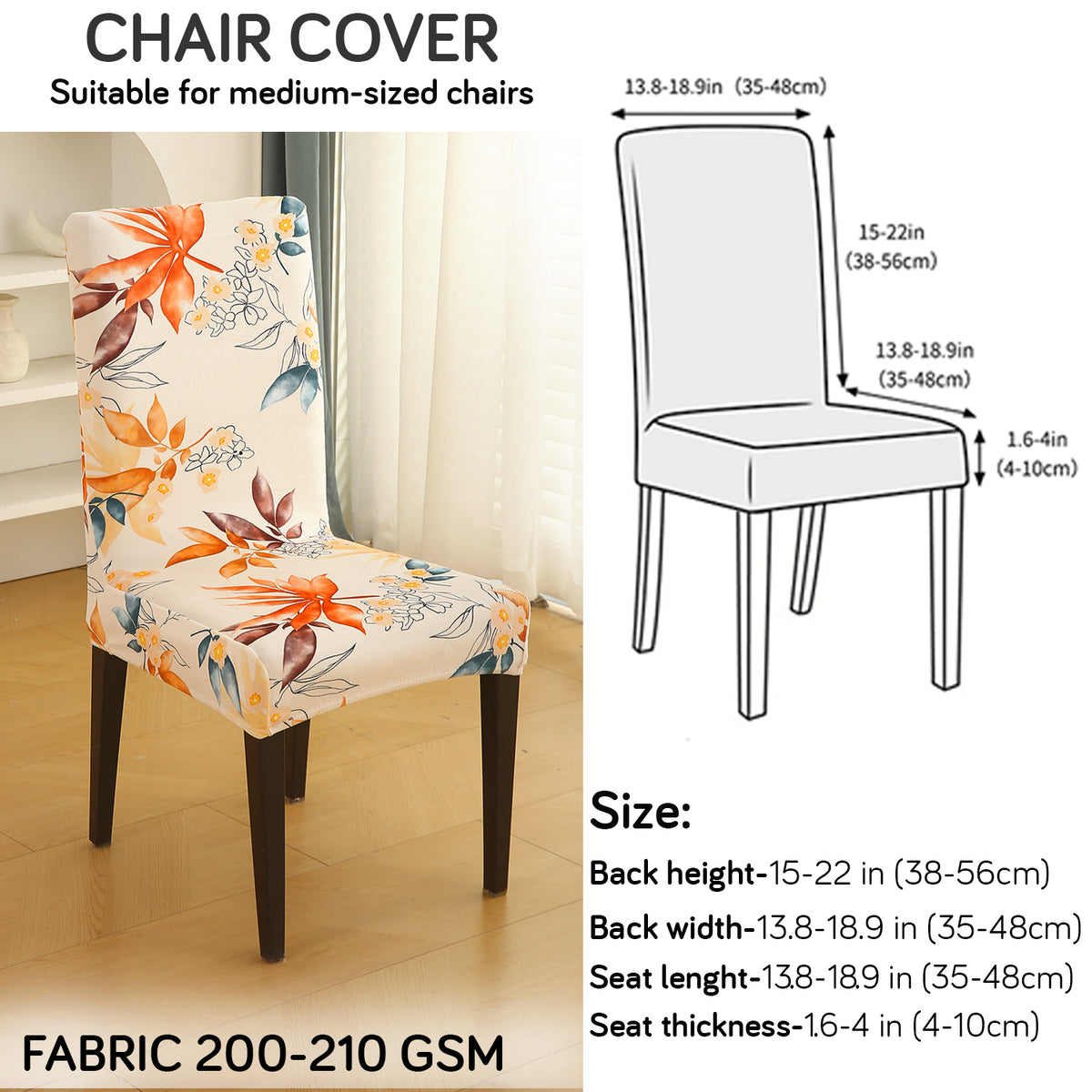 Premium Printed Velvet Dining Chair Cover Set, Amber Serene Flora
