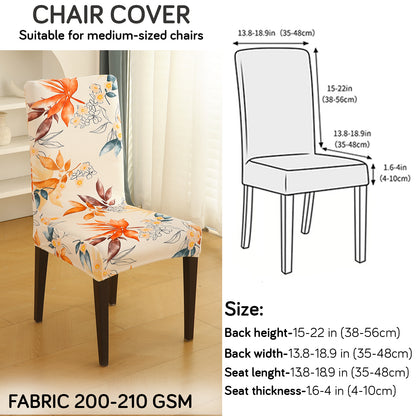 Premium Printed Velvet Dining Chair Cover Set, Amber Serene Flora