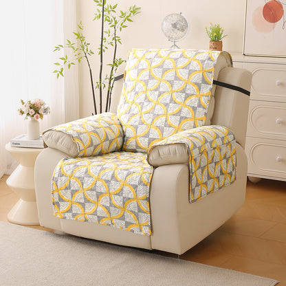 Quilted Printed Recliner Mats for 1 Seater Recliner Sofa, Windmill Cyber Yellow