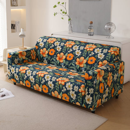 Premium Printed Velvet Sofa Cover 1/2/3 Seaters Fully Covered, Teal Twilight Garden