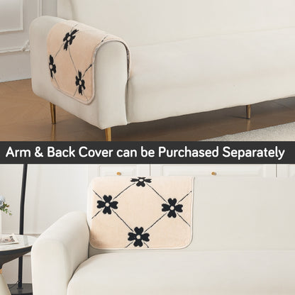 Luxury Plush Sherpa Anti-Slip Sofa Cover Mat, 'Noirea Series'| Floral Lattice