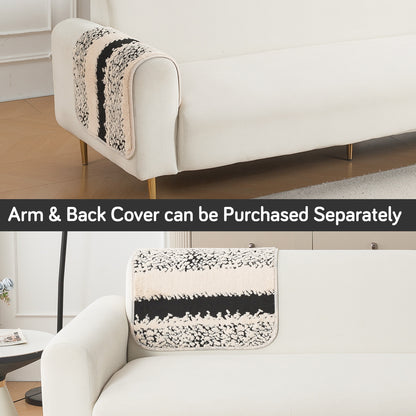 Luxury Plush Sherpa Anti-Slip Sofa Cover Mat, 'Noirea Series'| Textured Stripe
