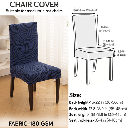 WaveLine Series 180 GSM Jacquard Chair Cover Set of 1/2/4/6, Royal Blue