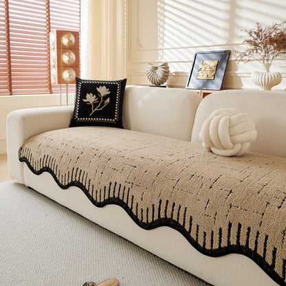 Premium Supple Soft Wavy Sofa Cover Mat, Brown