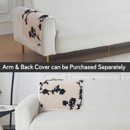 Luxury Plush Sherpa Anti-Slip Sofa Cover Mat, 'Noirea Series'| Botanical Vine