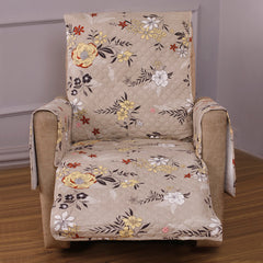 Quilted Printed Recliner Mats for 1 Seater Recliner Sofa, Floral Ash Grey