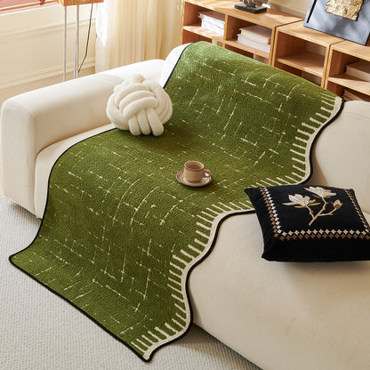 Premium Supple Soft Wavy Sofa Cover Mat, Green