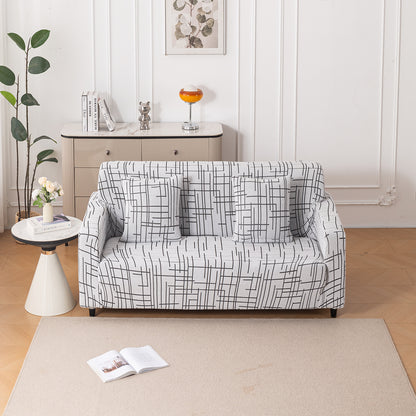 'Crossline Series' Jacquard Sofa Cover 1/2/3/4-seater Fully Covered, Dark Grey