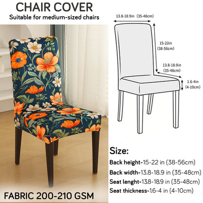 Premium Printed Velvet Dining Chair Cover Set, Teal Twilight Garden