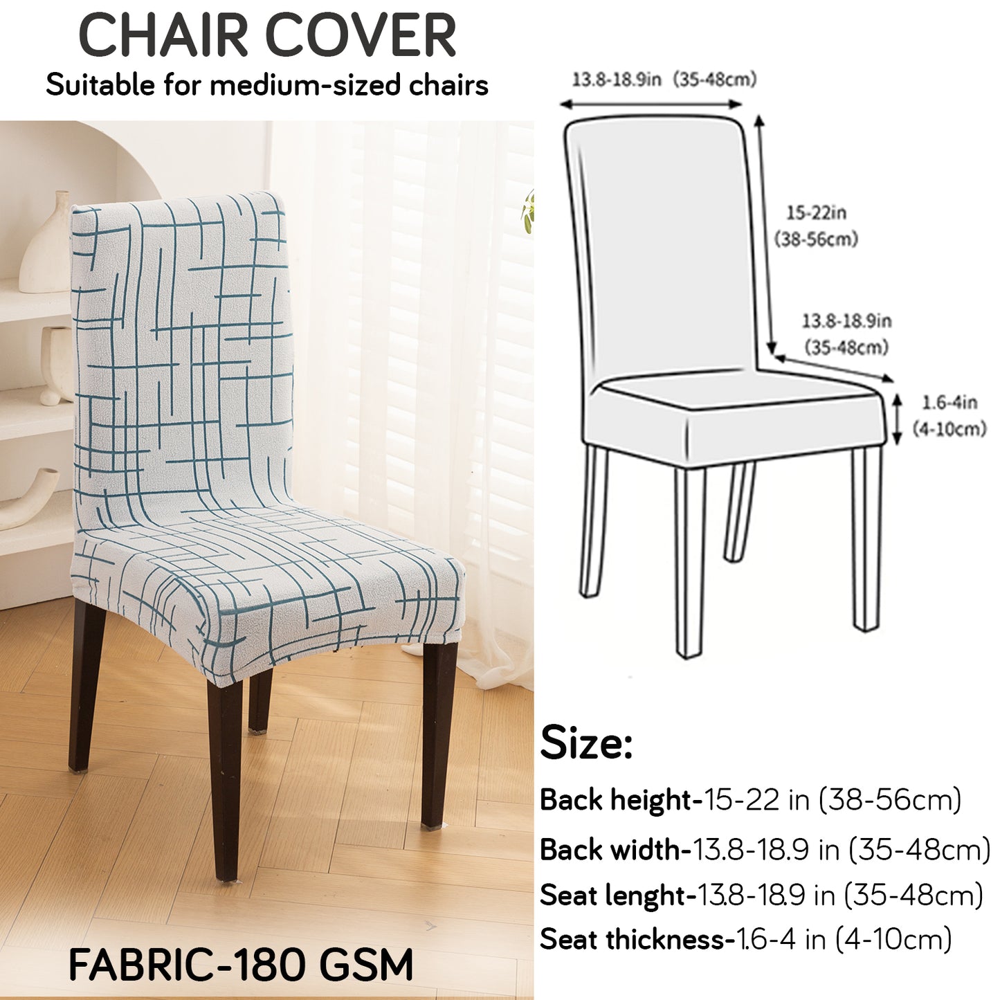 'Crossline Series' 180 GSM Jacquard Chair Cover Set 1/2/4/6, Teal Blue
