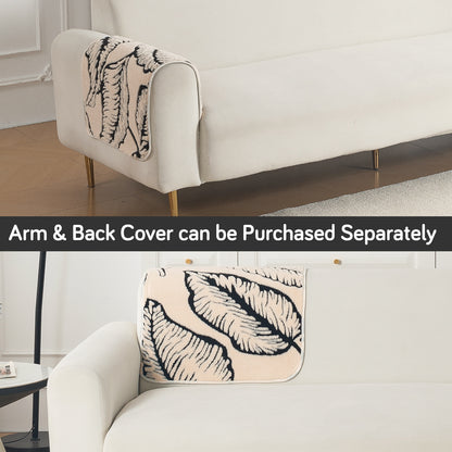 Luxury Plush Sherpa Anti-Slip Sofa Cover Mat, 'Noirea Series'| Botanical Leaf
