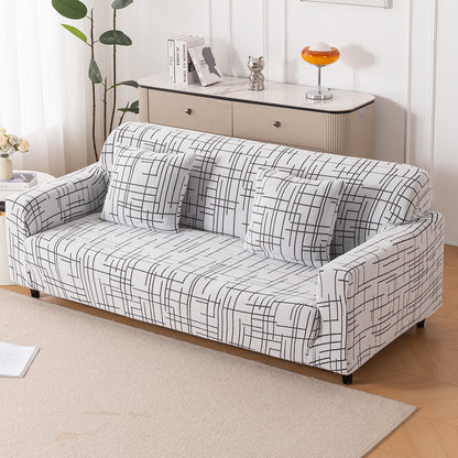 'Crossline Series' Jacquard Sofa Cover 1/2/3/4-seater Fully Covered, Dark Grey