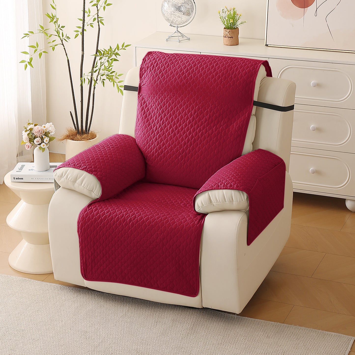 Quilted Recliner Mats for 1 Seater Recliner Sofa, Maroon