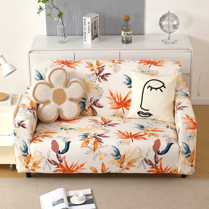 Premium Printed Velvet Sofa Cover 1/2/3 Seaters Fully Covered, Amber Serene Flora