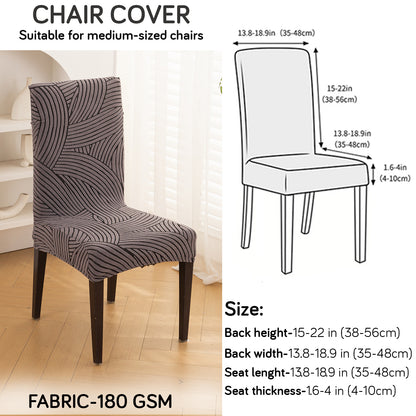 WaveLine Series 180 GSM Jacquard Chair Cover Set of 1/2/4/6, Charcoal Grey
